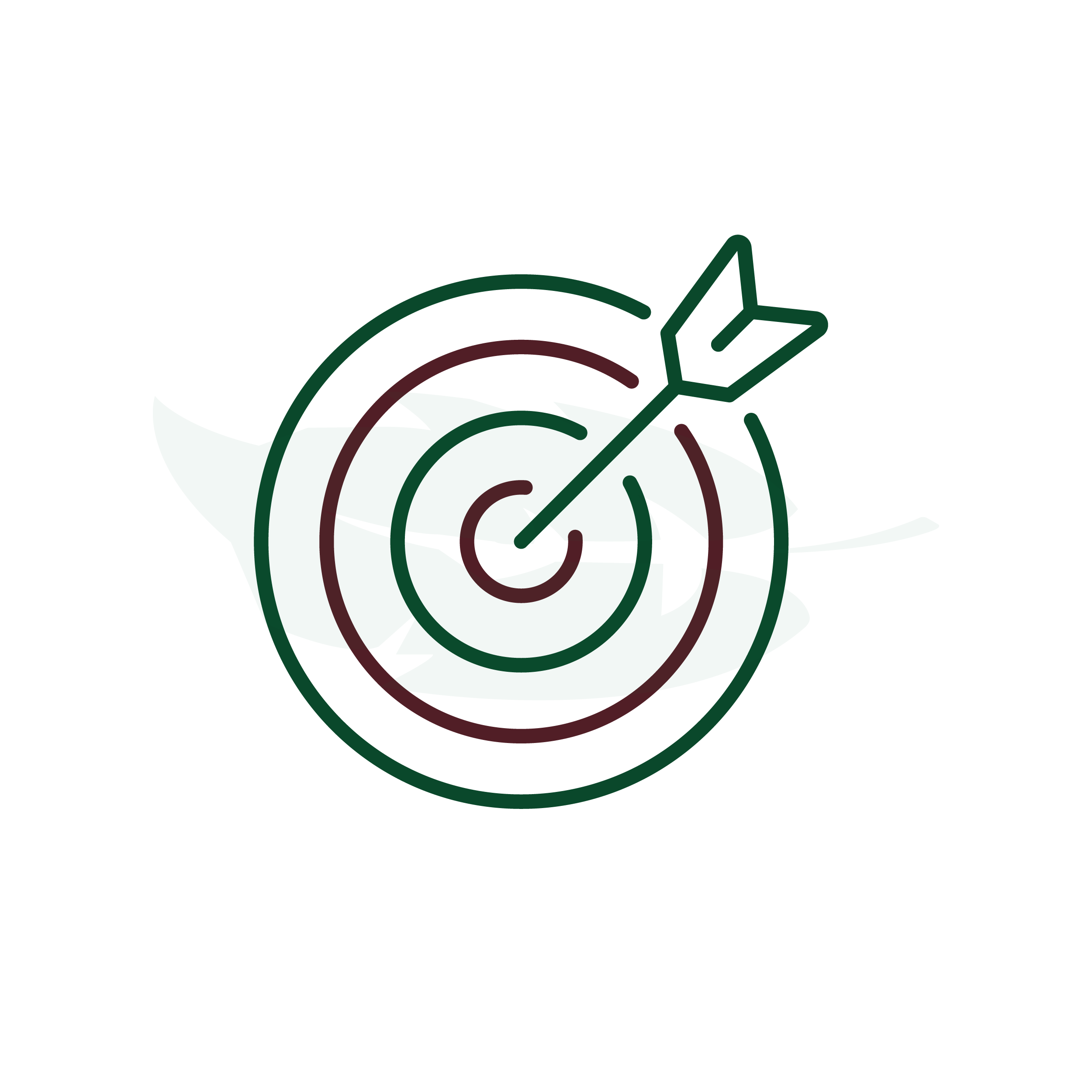 a stylized design of a target with an arrow hitting the center